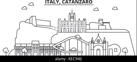 L'Italia, catanzaro architettura skyline di linea illustrazione. vettore lineare cityscape con famosi punti di riferimento della città, icone del design. paesaggio all corse modificabile Illustrazione Vettoriale