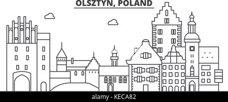 La polonia, olsztyn architettura skyline di linea illustrazione. vettore lineare cityscape con famosi punti di riferimento della città, icone del design. paesaggio all corse modificabile Illustrazione Vettoriale