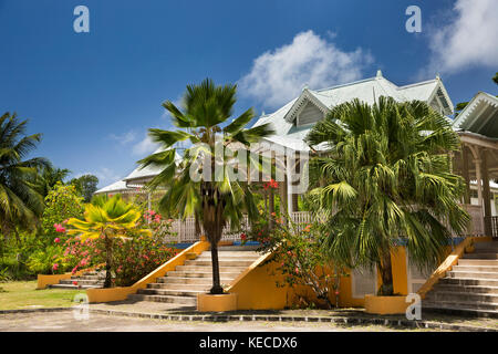 La Seychelles, Mahe, Anse aux Pins, St Roche Au Cap, Domaine Val des Pres station wagon, villaggio culturale, Petit Kaz Foto Stock