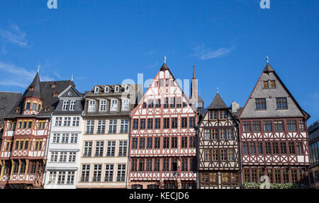 Casa storica di facciate a roemerberg in frankfurt am main Hesse in Germania. Foto Stock