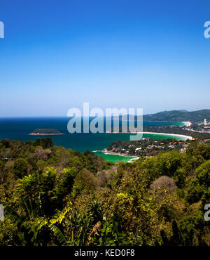 Costa occidentale dell'Isola di Phuket, Kata Noi Beach, Kata Yai e spiaggia di Karon Beach, sul Mare delle Andamane, Thailandia Foto Stock