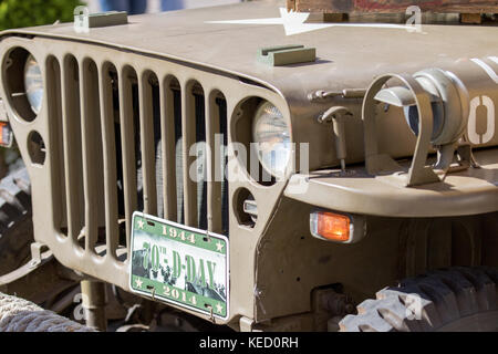 Cassano Magnago, Italia - 8 ottobre 2017: United States Army green jeep Foto Stock