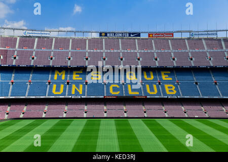 Stadio Camp Nou interno, Barcelona, Spagna. Foto Stock