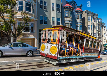 Funivia in Powell Street, San Francisco, California, Stati Uniti d'America Foto Stock