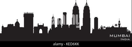 Mumbai India skyline dettagliata silhouette vettoriali Illustrazione Vettoriale