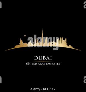 Dubai EMIRATI ARABI skyline dettagliata silhouette vettoriali Illustrazione Vettoriale