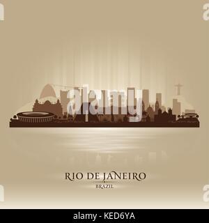 Rio de Janeiro in Brasile dello skyline della città di vettore illustrazione silhouette Illustrazione Vettoriale