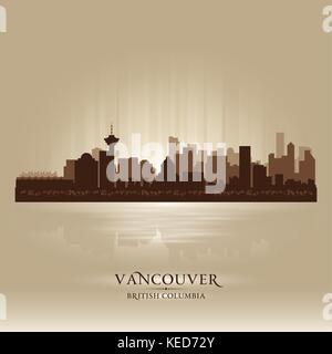 Vancouver British Columbia skyline silhouette della città. Illustrazione Vettoriale Illustrazione Vettoriale