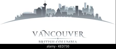 Vancouver British Columbia Canada skyline della città silhouette. Illustrazione Vettoriale Illustrazione Vettoriale