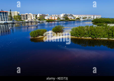 Bonita Springs Florida, Big Hickory Pass, riserva d'acqua di Estero Bay, vista aerea dall'alto dall'alto, edifici residenziali, residenza Foto Stock