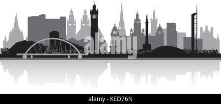 Glasgow city skyline silhouette illustrazione vettoriale Illustrazione Vettoriale