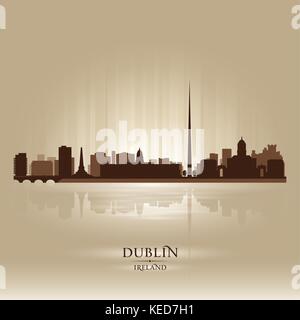 Dublino Irlanda skyline silhouette della città Illustrazione Vettoriale