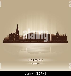 Galway Irlanda skyline silhouette della città Illustrazione Vettoriale