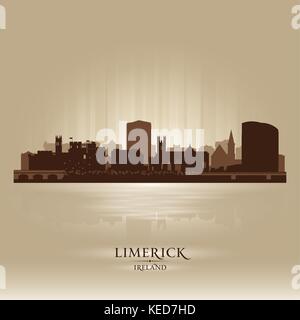 Limerick Irlanda skyline silhouette della città Illustrazione Vettoriale