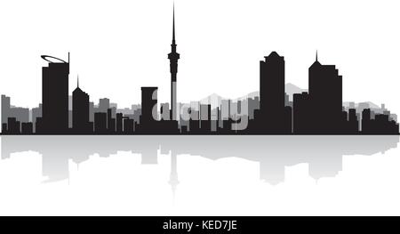 Auckland City skyline silhouette illustrazione vettoriale Illustrazione Vettoriale