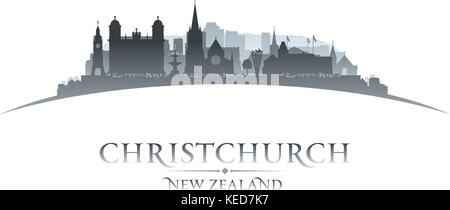 Christchurch Nuova Zelanda skyline della città silhouette. Illustrazione Vettoriale Illustrazione Vettoriale