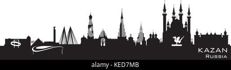Russia Kazan skyline della città silhouette dettagliata. Illustrazione Vettoriale Illustrazione Vettoriale