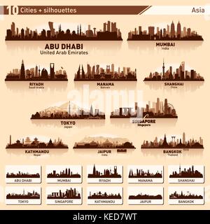 Lo skyline della citta'. Asia. Silhouette di vettore illustrazione. Illustrazione Vettoriale