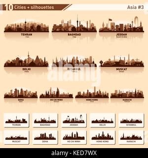Lo skyline della citta'. Asia. Silhouette di vettore illustrazione. Illustrazione Vettoriale