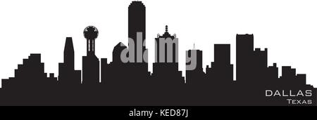 Dallas, Texas skyline. Vettore dettagliate silhouette Illustrazione Vettoriale
