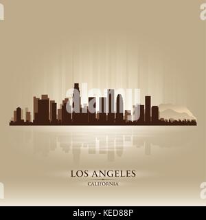 Los Angeles, California skyline silhouette della città Illustrazione Vettoriale