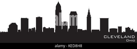 Cleveland, Ohio skyline. Vettore dettagliate silhouette Illustrazione Vettoriale