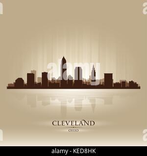 Cleveland Ohio skyline silhouette della città Illustrazione Vettoriale