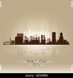 Portland Oregon skyline silhouette della città Illustrazione Vettoriale