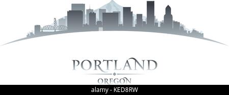 Portland Oregon city skyline silhouette. Illustrazione Vettoriale Illustrazione Vettoriale