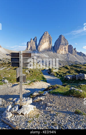 Fronte nord delle Tre Cime di Lavaredo, sesto dolomite, alto adige, italia, europa Foto Stock