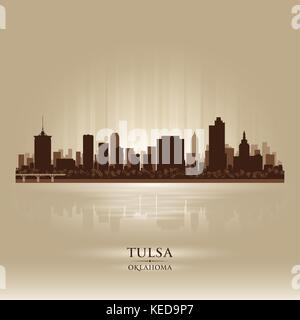 Tulsa Oklahoma City skyline silhouette. Illustrazione Vettoriale Illustrazione Vettoriale