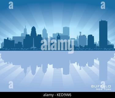 Il bufalo, skyline di New York City silhouette Illustrazione Vettoriale