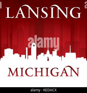 Lansing Michigan city skyline silhouette. Illustrazione Vettoriale Illustrazione Vettoriale