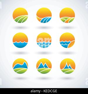 Set di icone landsape. EPS vettoriali 10 Illustrazione Vettoriale