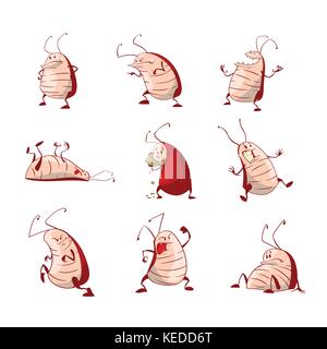 Raccolta di vettore colorato cartoon scarafaggi Illustrazione Vettoriale