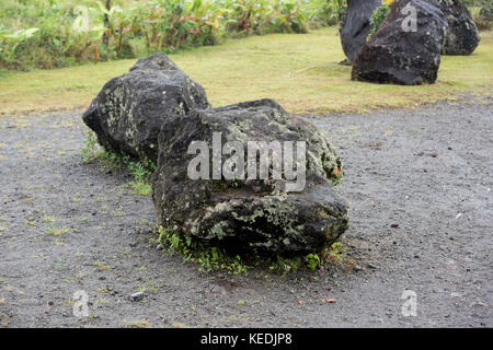 Massi di roccia vulcanica a sinistra dietro a Arenal volcana da precedenti eruzioni e la fortuna, Costa Rica Foto Stock