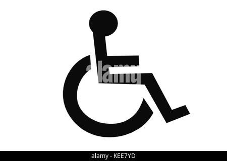 Disabilità disabile su sedia a rotelle o sedia non valido su sfondo bianco Foto Stock