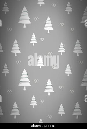 Composito Digitale degli alberi di Natale pattern su sfondo grigio Foto Stock