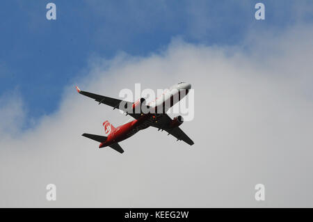 Kastrup/Copenhagen /Danimarca - 08 ottobre 2017. Volo aereo in aereo sull'aeroporto internazionale Kastrup di Copenhagn con volo diretto a Berlino Germania . Foto Stock