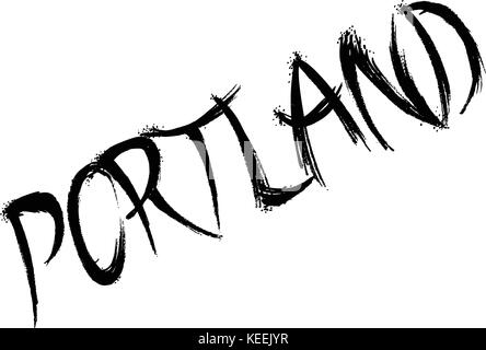 Portland segno di testo figura su sfondo bianco Illustrazione Vettoriale
