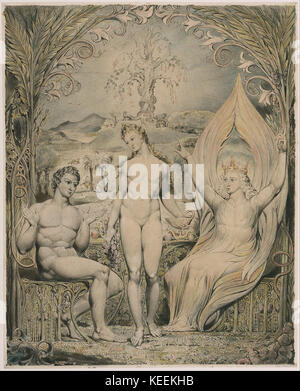 William Blake l Arcangelo Raffaele con Adamo ed Eva (illustrazione a Milton il Paradiso Perduto ) Foto Stock