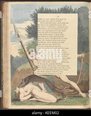 Un'illustrazione tratta da "Young's Night Thoughts" di William Blake, con la citazione "fino alla morte, quel potente cacciatore, li mette tutti in terra", che mette in evidenza il suo contributo poetico e artistico. Foto Stock