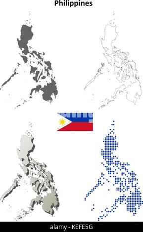 Filippine mappa di contorno impostato Illustrazione Vettoriale