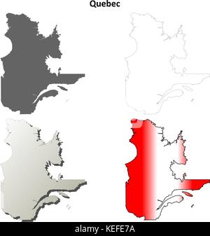 Quebec vuoto mappa di contorno impostato Illustrazione Vettoriale