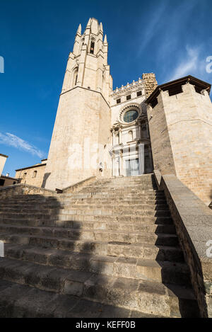 Esterno della Basilica di sant feliu (iglesia de san felix) in Girona, in Catalogna, Spagna, Europa. Foto Stock