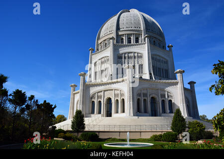 I Bahai casa di culto e i suoi giardini sono situati nella zona suburbana di Wilmette Illinois, a nord di Chicago. Foto Stock