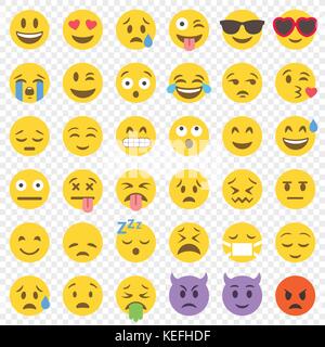 Grande set di 36 di alta qualità cartoonish vettore emoticon, nella piana di stile design Illustrazione Vettoriale