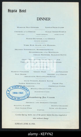 La cena (detenute da) HYGEIA HOTEL (a) (vecchio punto COMFORT, VA) (HOTEL;) (NYPL ADE 274013 468288) Foto Stock