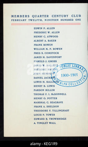 Sesta cena annuale (detenute da) quarto di secolo club (a) GELB'S salotti, (Providence, RI) (altri (club);) (NYPL ADE 275548 4000012393) Foto Stock