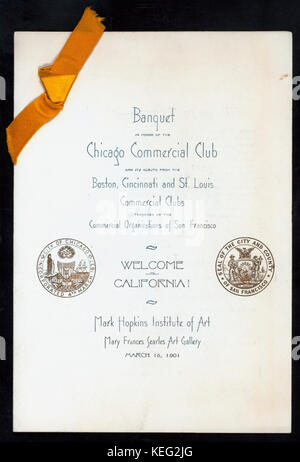 Banchetto IN ONORE DEL CHICAGO CLUB commerciale e gli ospiti da Boston, CINCINNATI & ST. LOUIS CLUB commerciale (detenute da) Organizzazioni commerciali DI SAN FRANCISCO (a) Mark Hopkins Institute (NYPL ADE 275 0082 Foto Stock